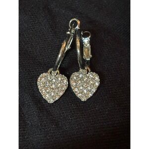 Earrings‎ Silver-tone Leverback Heart Charms